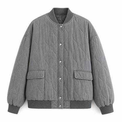 Chaqueta Ronda, bomber acolchada en gris, vista frontal completa