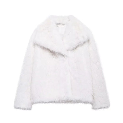 Chaqueta Granada de pelo sintético en blanco, vista frontal