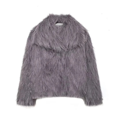 Chaqueta Granada de pelo sintético en gris, vista frontal