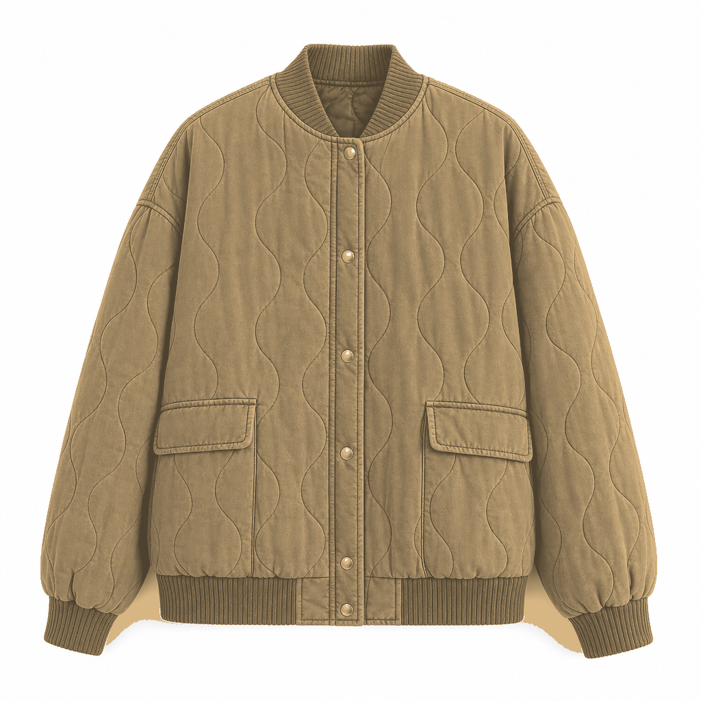 Chaqueta Ronda en color caqui, bomber acolchada, vista frontal