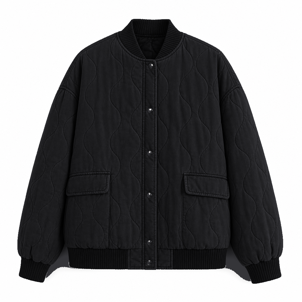 Chaqueta Ronda en color negro, bomber acolchada, vista frontal